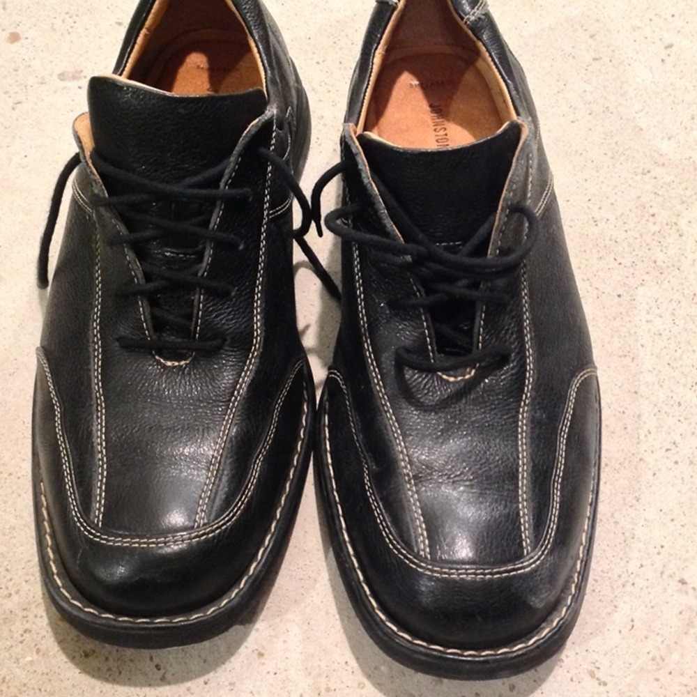 Johnston & Murphy Men's Leather Lace-Up Shoes Size 10.5 Black Comfort